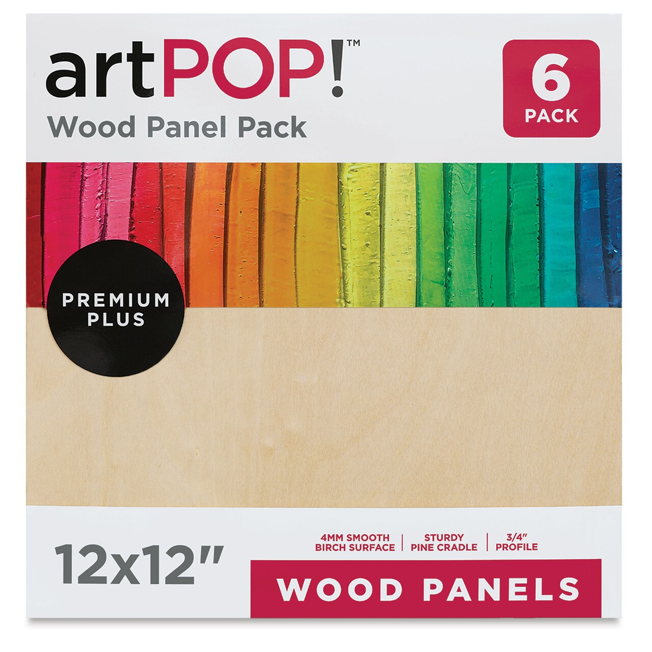 artPOP! Wood Panel Pack, 8 x 10 inches, Package of 6 Birch Wood Craft Panel Boards, 3/4 inch profile Pine Cradle for Pouring, Crafting, Painting